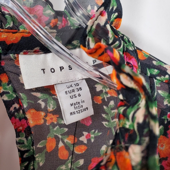 Topshop Mini Dress with Pintuck Detail in Ditsy Floral Long Sleeves Sz 6 NEW - Picture 6 of 9